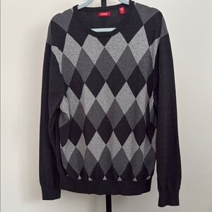 IZOD Men's Argyle Sweater - Black and Gray